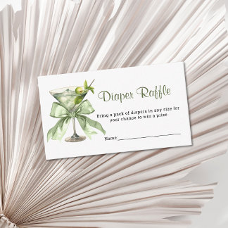 A Tini One Martini Sage Diaper Raffle Baby Shower  Enclosure Card