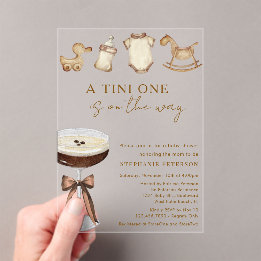 A Tini One On The Way Espresso Martini Baby Shower Acrylic Invitations