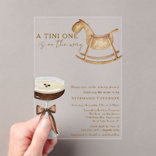 A Tini One On The Way Espresso Martini Baby Shower Acrylic Invitations