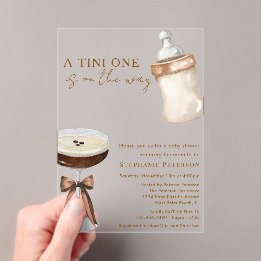 A Tini One On The Way Espresso Martini Baby Shower Acrylic Invitations