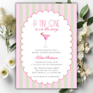 A Tini One Pink Coctail Martini Cute Bridal Shower Invitation