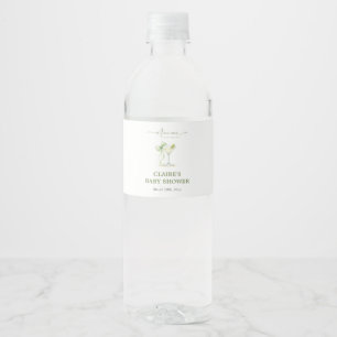 A Tini One Sage Green Bow Neutral Baby Shower Water Bottle Label