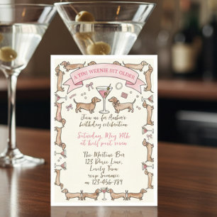 A Tini Weenie Bit Older Dachshund Martini Birthday Invitation