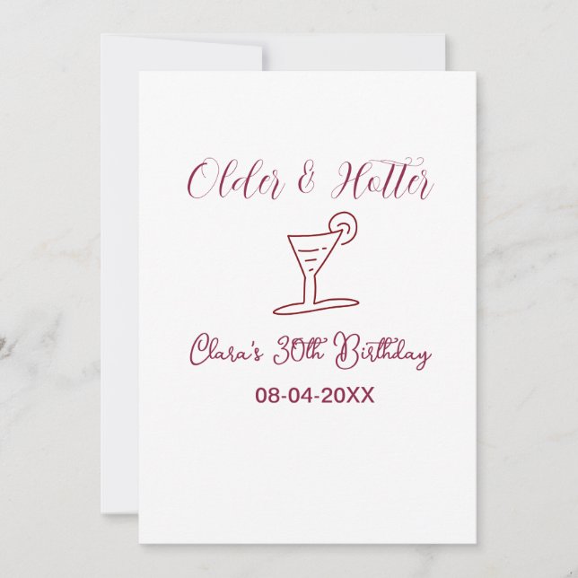 a tiny bit older 30th birthday glass brown trendy  invitation (Front)