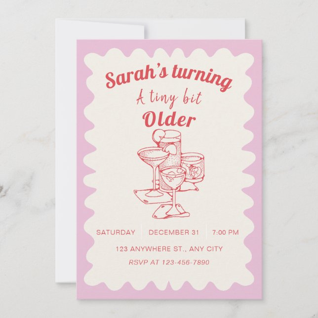 A Tiny Bit Older Birthday Party Invite (Front)