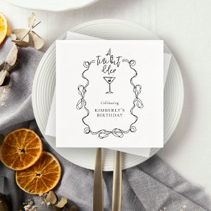 A Tiny Bit Older Black Wavy Border Birthday Party Napkin