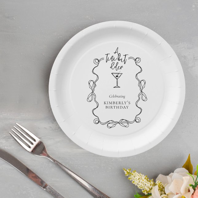 A Tiny Bit Older Black Wavy Border Birthday Party  Paper Plate (Creator Uploaded)