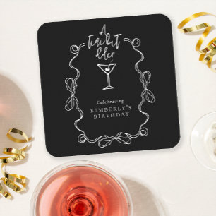 A Tiny Bit Older Hand Drawn Black Birthday Party Square Paper Coaster