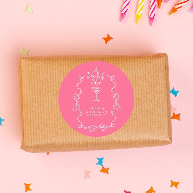 A Tiny Bit Older Martini Pink Birthday Party  Classic Round Sticker (Creator Uploaded)