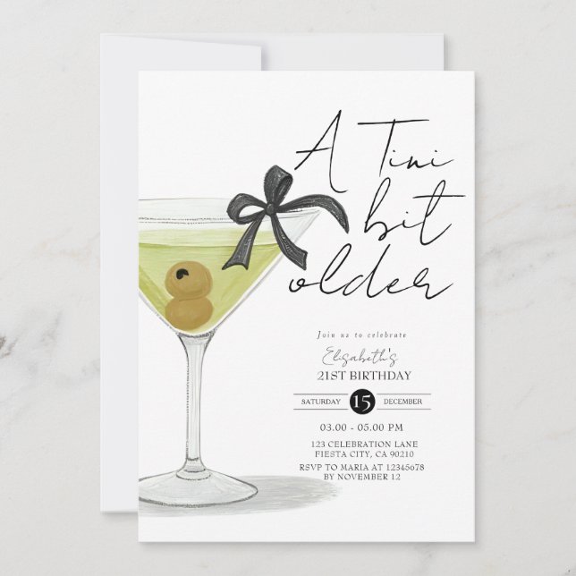 A tiny bit older Olive Martini Birthday Invitation (Front)