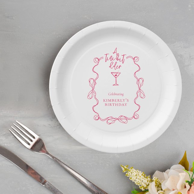 A Tiny Bit Older Pink Wavy Border Birthday Party  Paper Plate (Creator Uploaded)