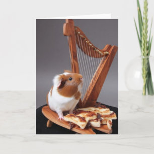 A Tiny Harpist’s Hello – Elegant Guinea Pig Card
