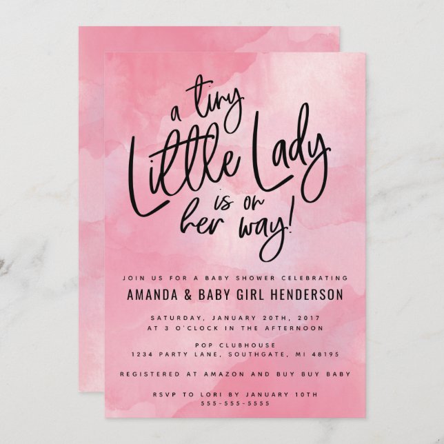 A Tiny Little Lady Baby Shower Invitation (Front/Back)