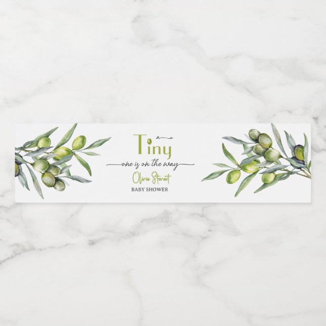 A tiny one is on the way Baby Shower Water Bottle Label (Single Label)