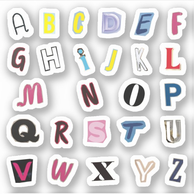 A to Z Alphabets Cutout Sticker Pack (Front)
