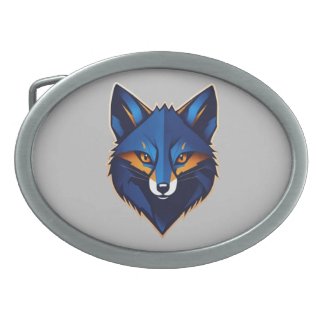 A TO Z design with Sleek Silver Fox Cartoon Logo Belt Buckle