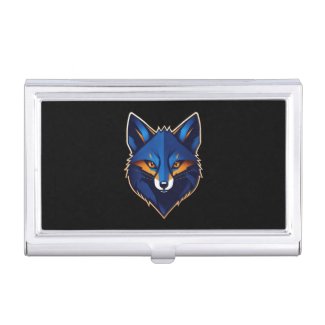 A TO Z design with Sleek Silver Fox Cartoon Logo Business Card Holder