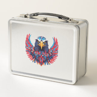 A TO Z with American eagle with patriotic symbol Metal Lunch Box