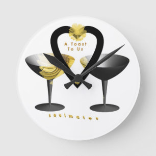 "A Toast for soul mates" kitchen clock"* Round Clock