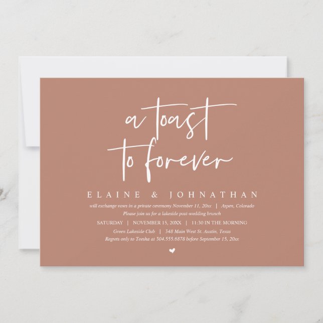 A Toast To Forever, Wedding Elopement Brunch Party Invitation (Front)