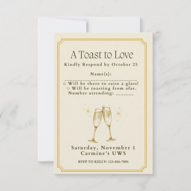 A Toast to Love Engagement Party - Response Card (Front)