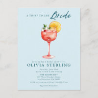 A Toast To The Bride Blue Bridal Shower Invitation