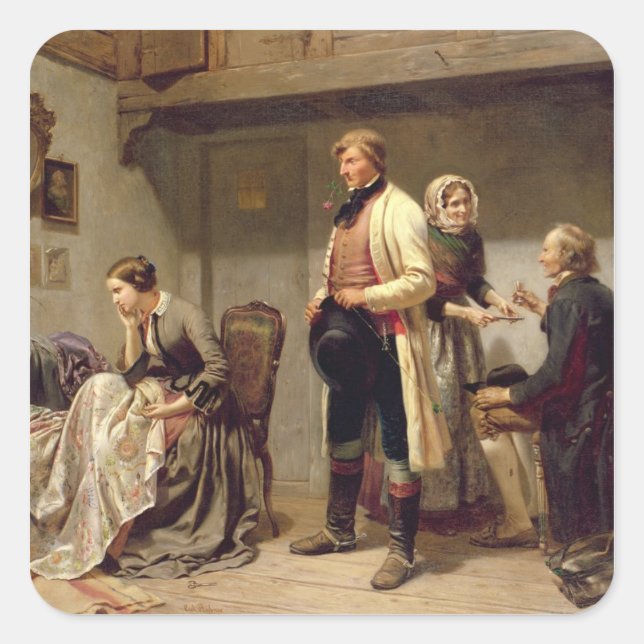 A toast to the engaged couple square sticker (Front)