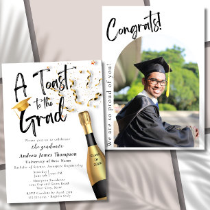A Toast to the Grad Graduation Party Announcement