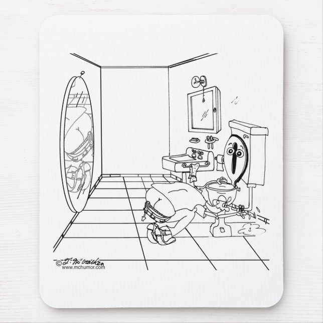 A Toilet Embarrassed by a Butt Crack Mouse Pad (Front)