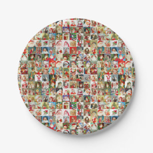 A Tonne of Vintage Santas Paper Plate
