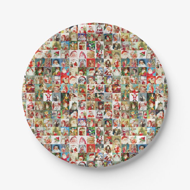 A Tonne of Vintage Santas Paper Plate (Front)