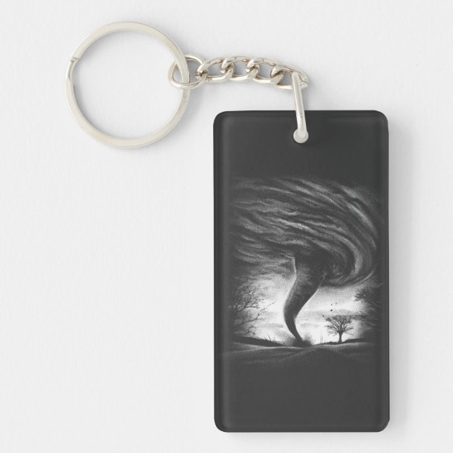 a tornado on a road in realistic style keychain (Front)