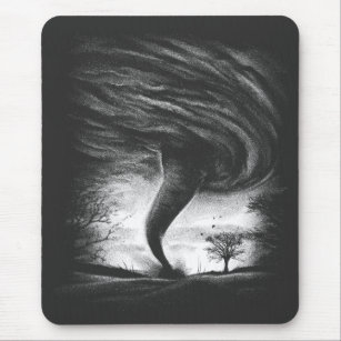 a tornado on a road in realistic style mouse pad