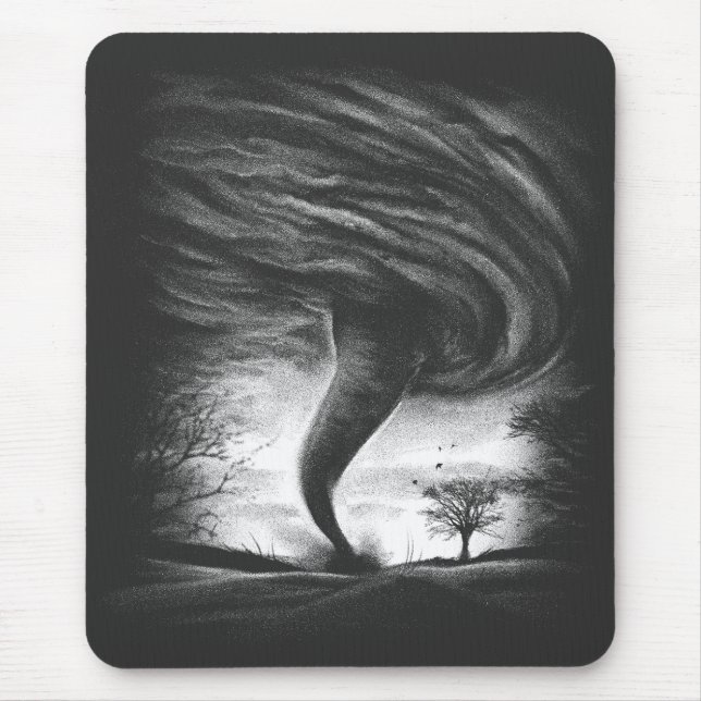 a tornado on a road in realistic style mouse pad (Front)