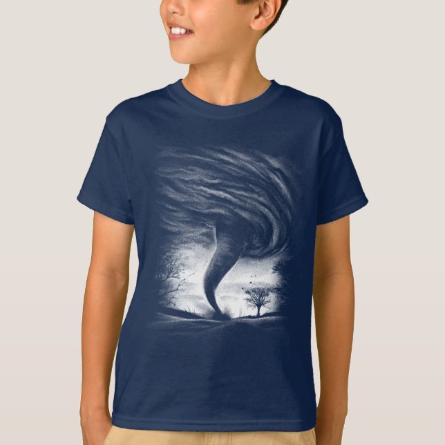 a tornado on a road in realistic style T-Shirt (Front)