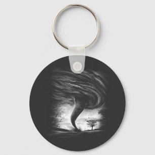 a tornado on a road in srealistic style keychain