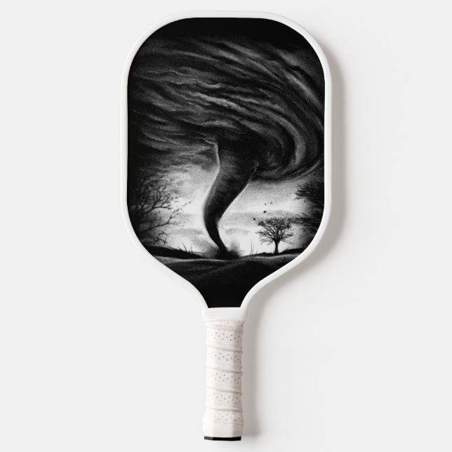 a tornado on a street in a realistic style pickleball paddle (Back)