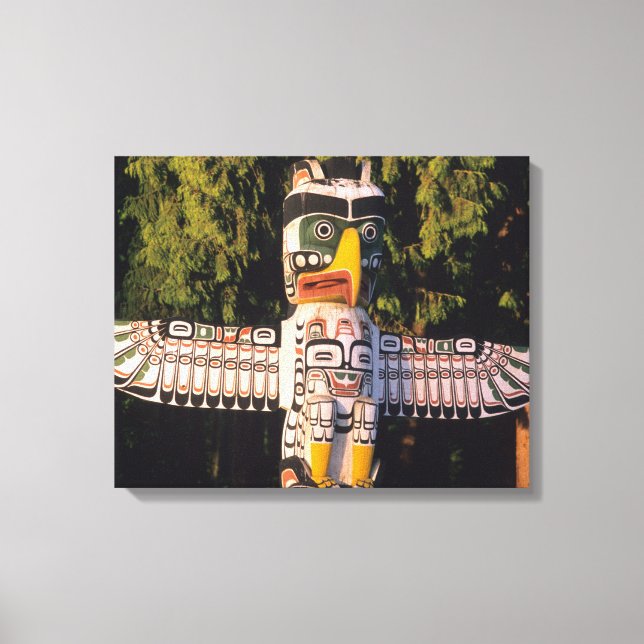 A totem pole In Vancouver, Canada. Canvas Print (Front)