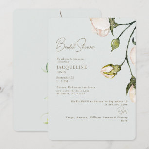 A Touch of Blush Sage Botanical Bridal Shower Invitation