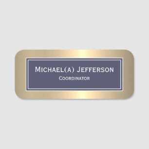 A Touch Of Class & Elegance: Sapphire Blue & Gold Name Tag