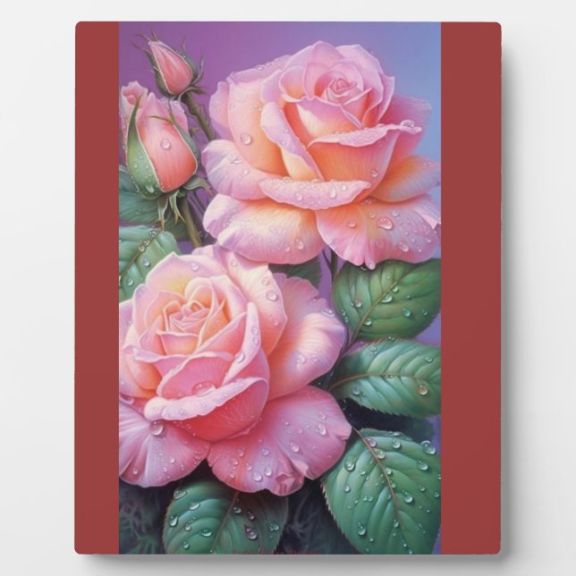  A Touch of Elegance: Pink Rose Tabletop Plaque wi (Front)