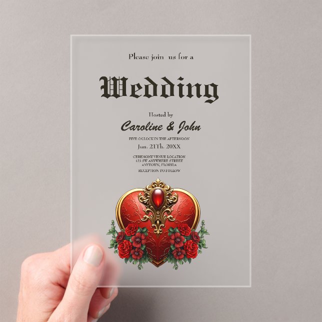 A touch of gothic, hearts and eternal connection.  acrylic invitations (Insitu (Handheld))