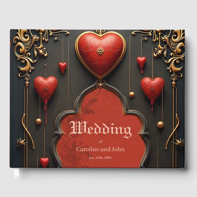 A touch of gothic, hearts and eternal connection.  guest book (Front)