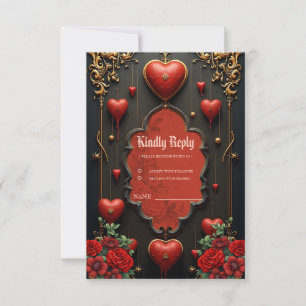 A touch of gothic, hearts and eternal connection.  RSVP card