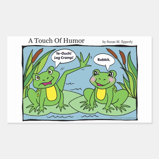 "A Touch of Humour" Frogs Massage Therapy Comic Sticker (Front)