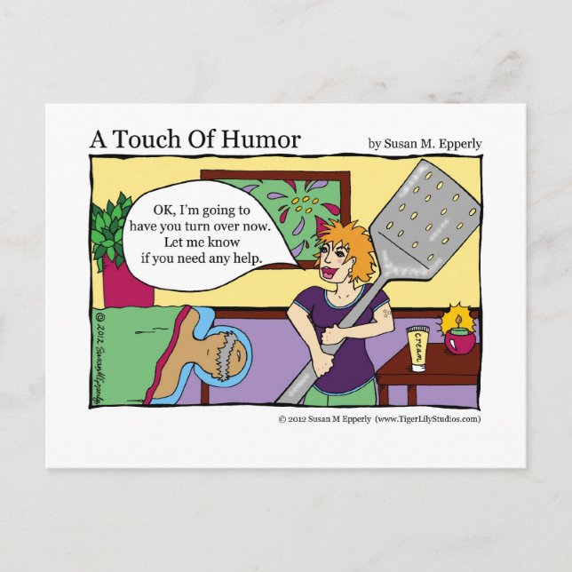 "A Touch of Humour" Spatula Massage Therapy Comic Postcard (Front)