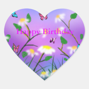 A Touch Of Spring,  Heart Happy Birthday Stickers. Heart Sticker