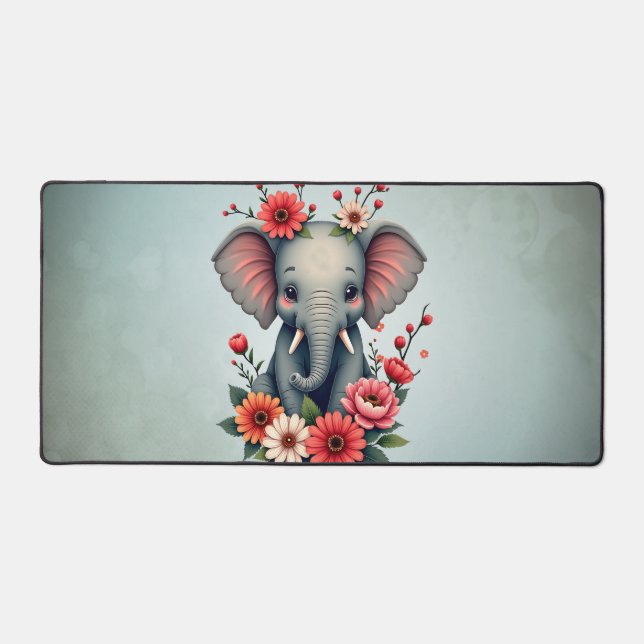A touch of summer: The baby elephant  Desk Mat (Front)