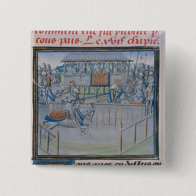 A Tournament in London: Jousting 2 Inch Square Button (Front)
