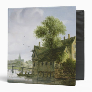 A Town on a river with a bridge Binder